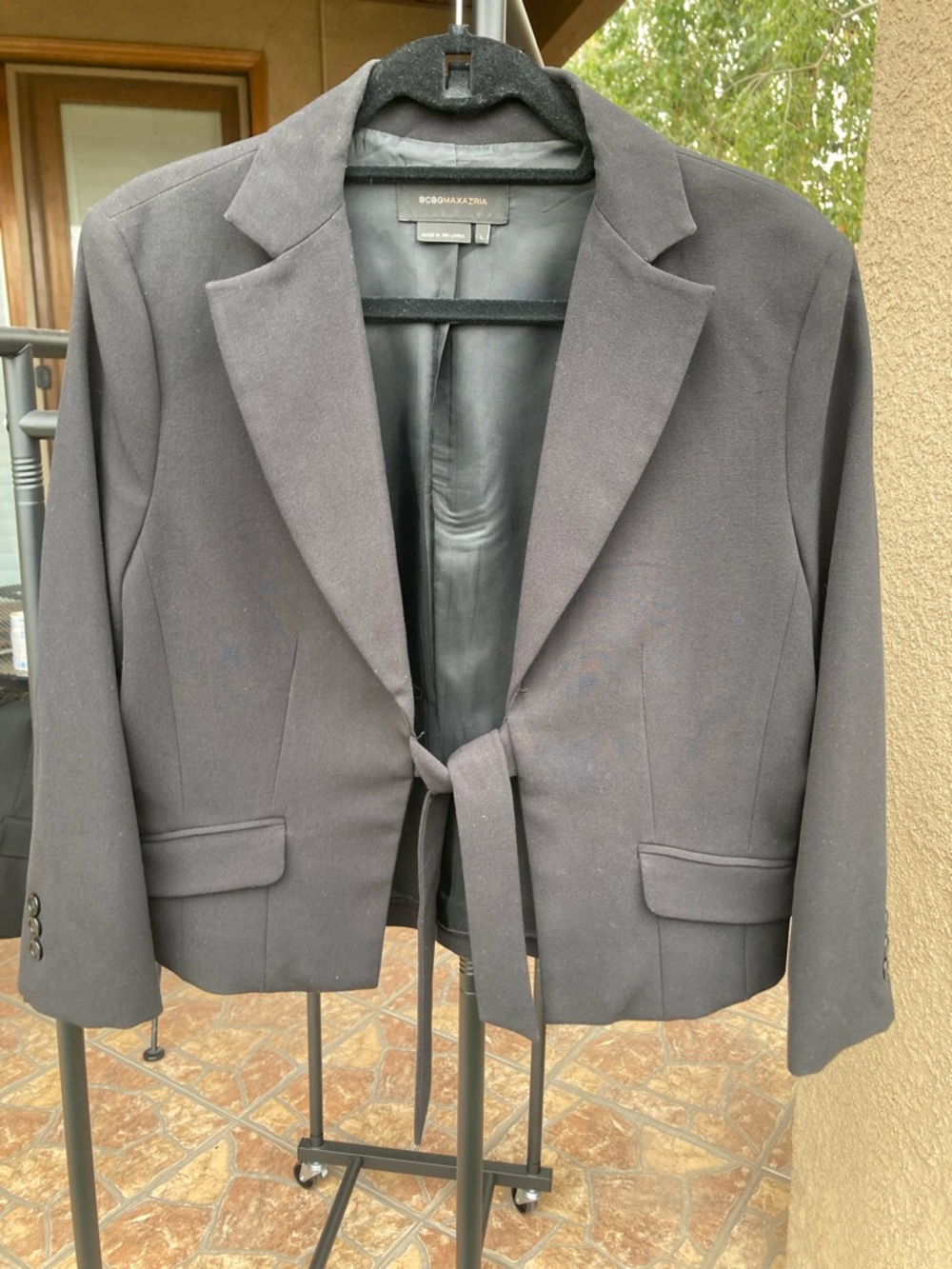 BCBGMaxAzria Black Tie-Front Women's Blazer